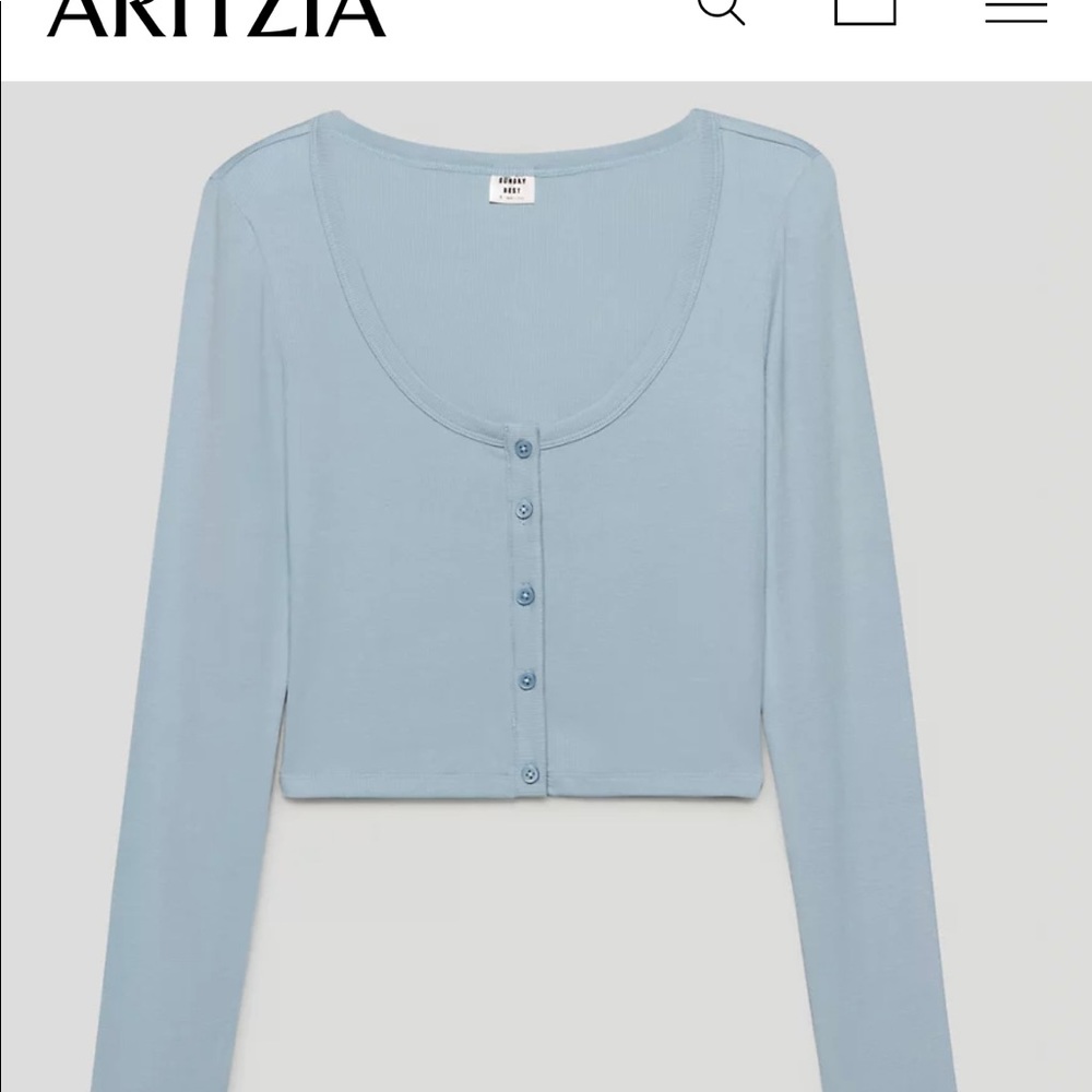Sunday Besy Holly Longsleeve blue- ribbed cropped long sleeve